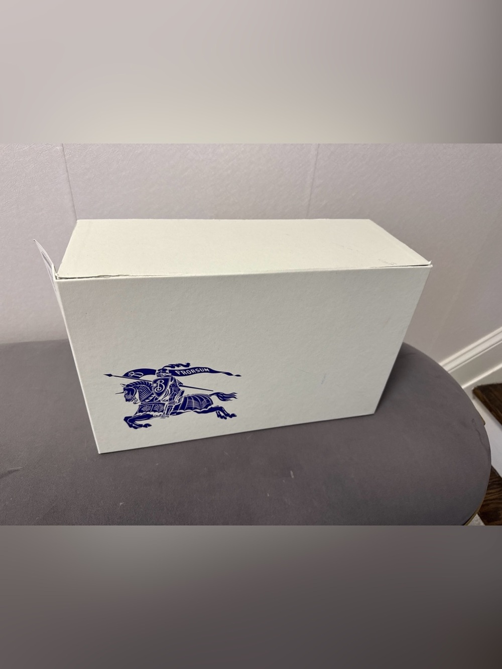Burberry White Box with Blue Knight Emblem